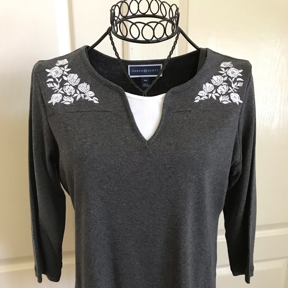 Grey Embellished Top